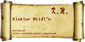 Klekler Milán névjegykártya