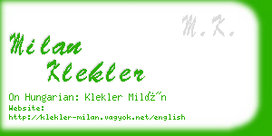 milan klekler business card